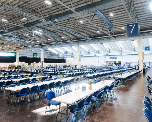 Aufbau der FISU University Games in der MESSE ESSEN