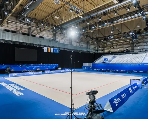 Aufbau der FISU University Games in Halle 4
